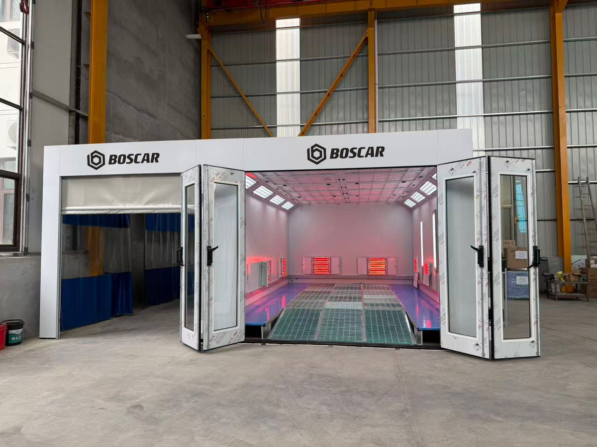 Boscar Three Rows Grills Floor Grating Spray Booth with Left or Right Hand Fan Direction