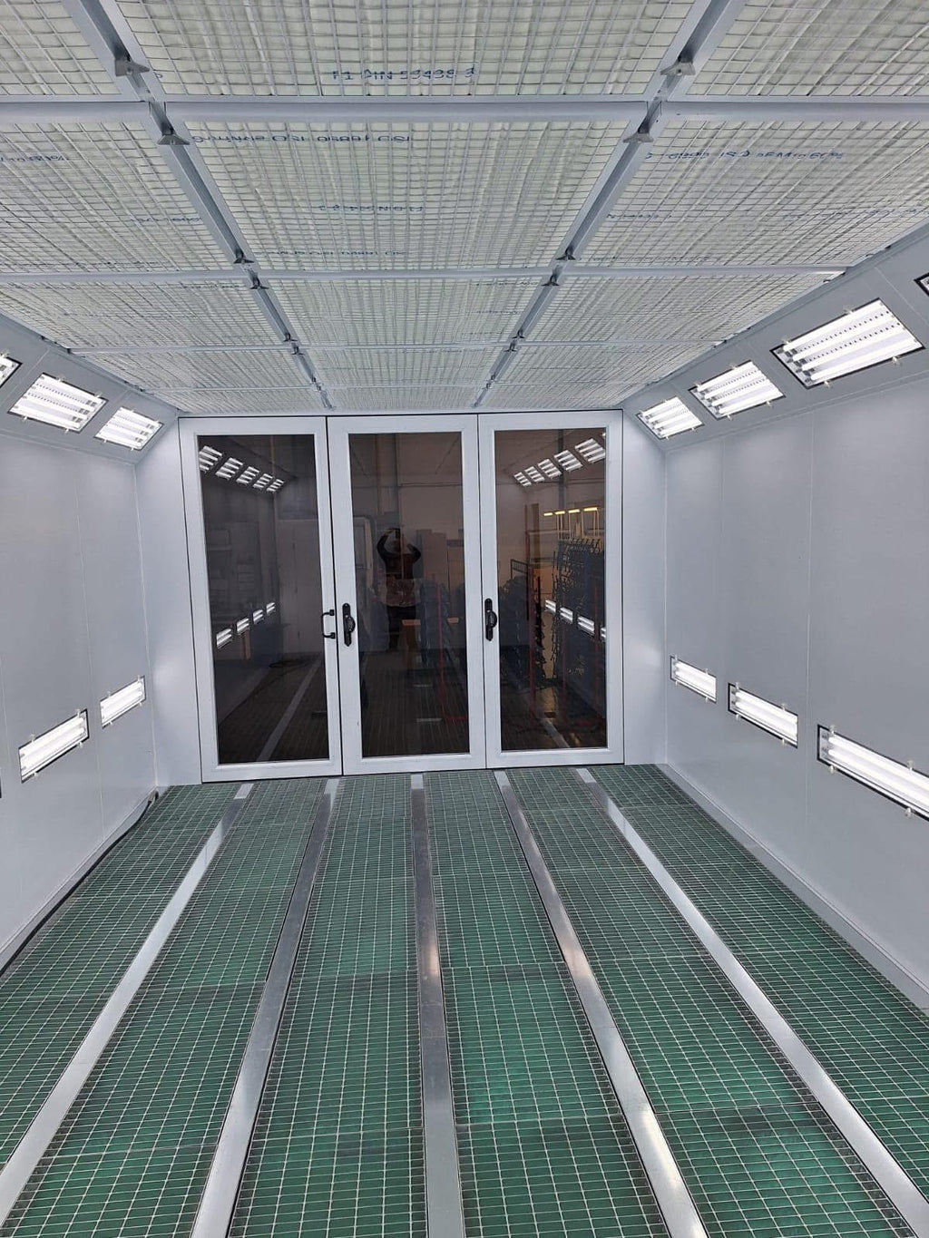 Boscar Full 5 Rows Grills Floor Grating Paint Booth with Left or Right Hand Fan Direction