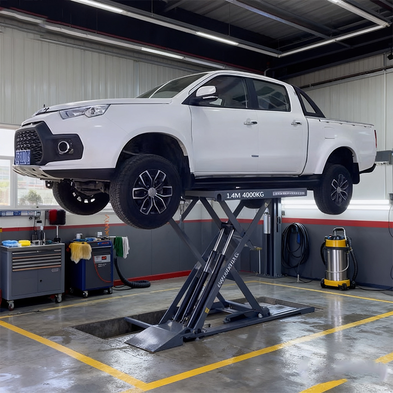 4000kg Mobile Scissor Car Lift Four Cylinder Hydraulic Auto Hoist 1.2m 1.4m 1.6m Lifting Height