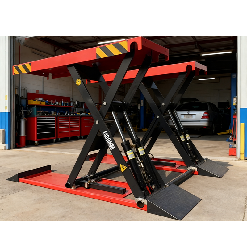 4000kg Mobile Scissor Car Lift Four Cylinder Hydraulic Auto Hoist 1.2m 1.4m 1.6m Lifting Height