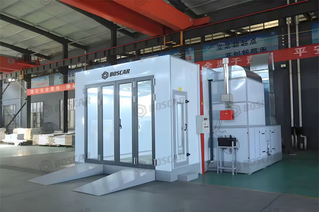 Boscar Three Rows Grills Floor Grating Spray Booth with Left or Right Hand Fan Direction