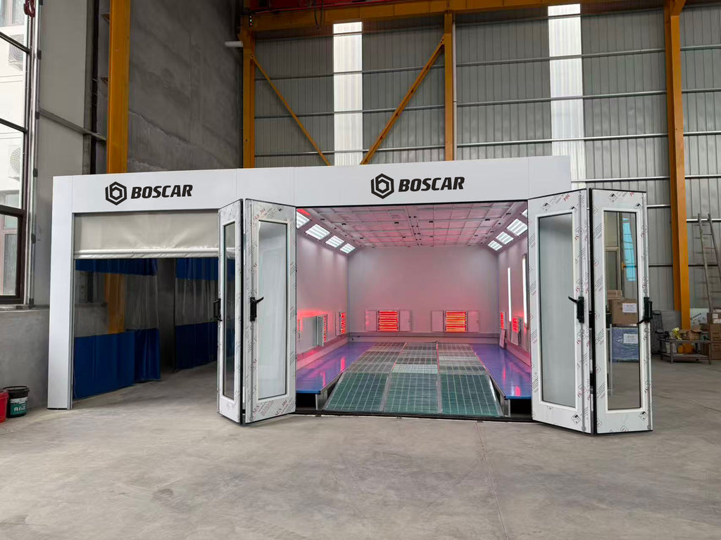Luxury Outdoor Car Spray Booth with Pneumatic Lift and Baking Oven