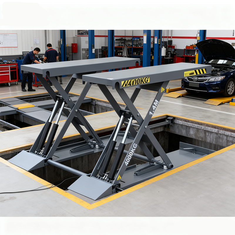 4000kg Mobile Scissor Car Lift Four Cylinder Hydraulic Auto Hoist 1.2m 1.4m 1.6m Lifting Height