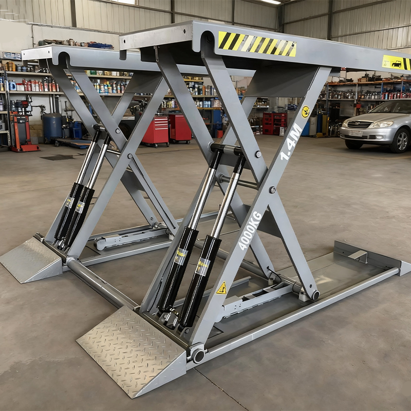 4000kg Mobile Scissor Car Lift Four Cylinder Hydraulic Auto Hoist 1.2m 1.4m 1.6m Lifting Height