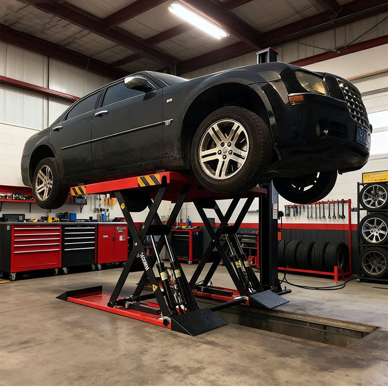 4000kg Mobile Scissor Car Lift Four Cylinder Hydraulic Auto Hoist 1.2m 1.4m 1.6m Lifting Height