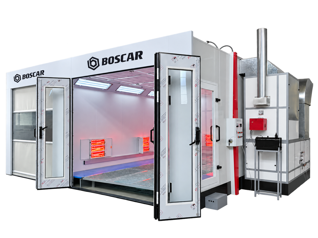 Boscar Three Rows Grills Floor Grating Spray Booth with Left or Right Hand Fan Direction