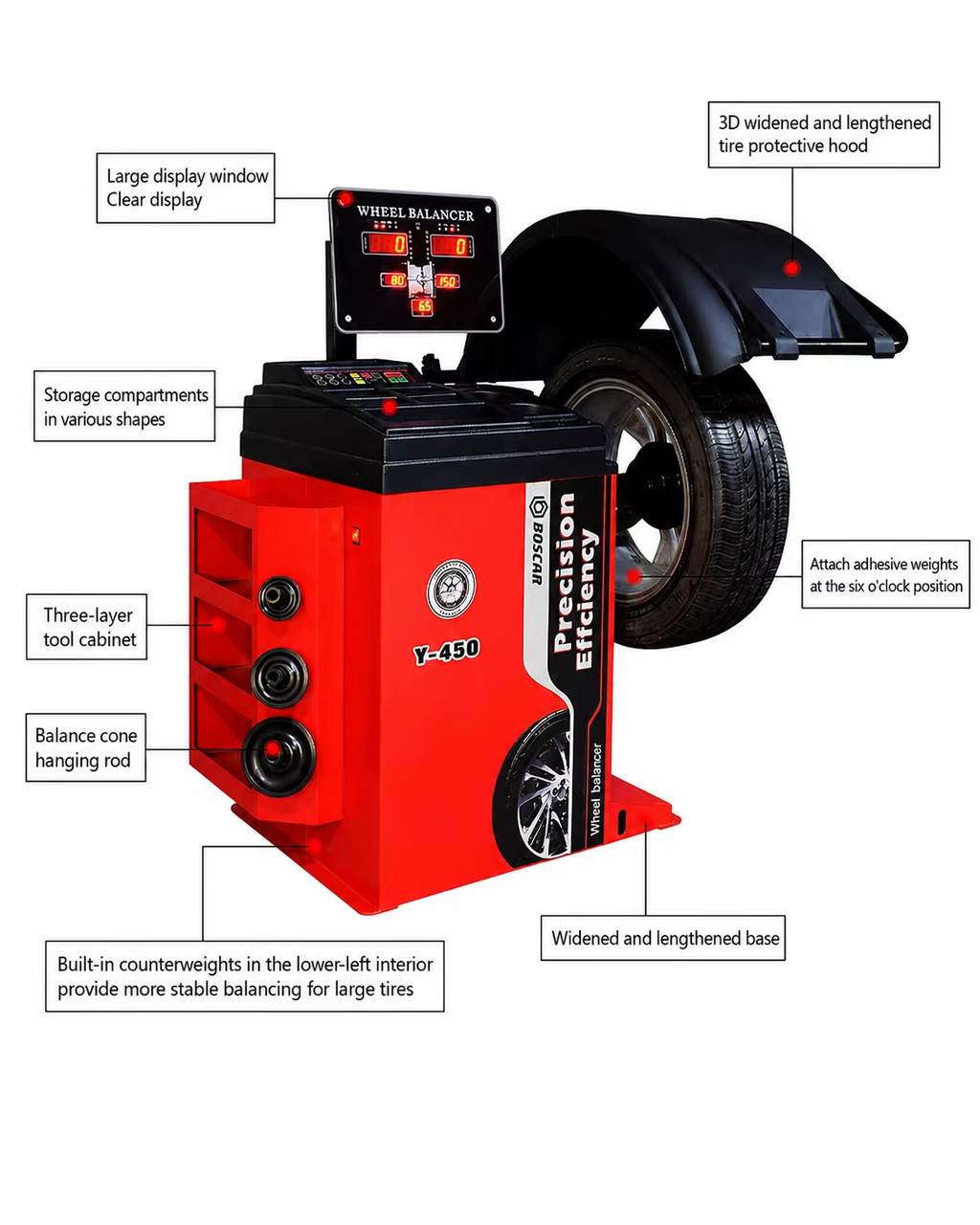 Automatic Car Wheel Balancer 10"-28" with Tire Lift and Laser Location