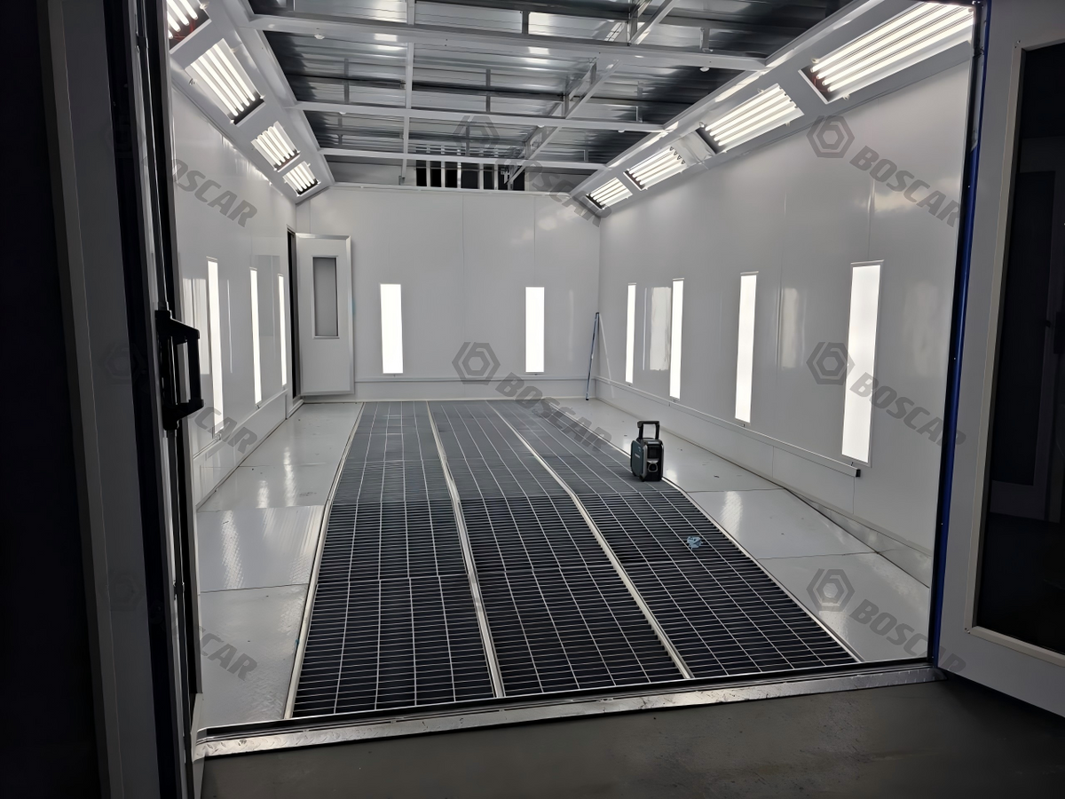 Boscar Three Rows Grills Floor Grating Spray Booth with Left or Right Hand Fan Direction