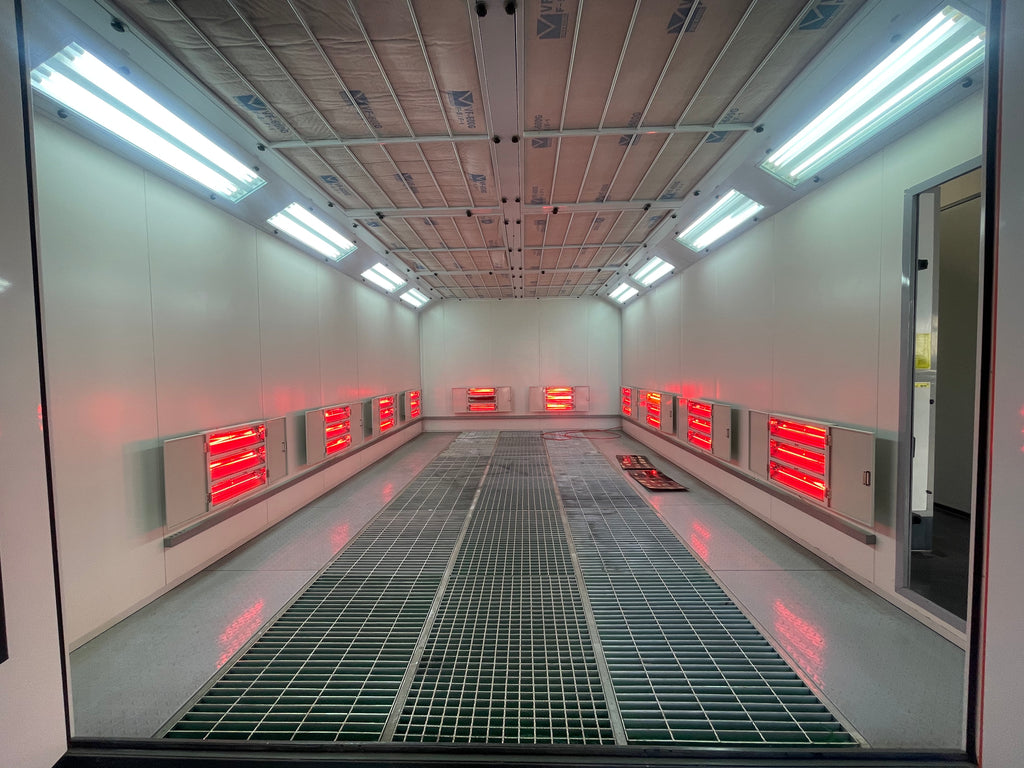 Boscar Three Rows Grills Floor Grating Spray Booth with Left or Right Hand Fan Direction