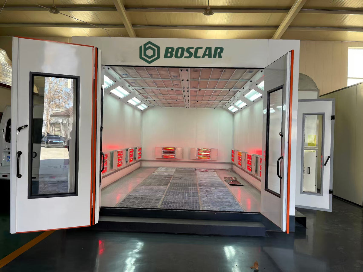 Boscar Three Rows Grills Floor Grating Spray Booth with Left or Right Hand Fan Direction